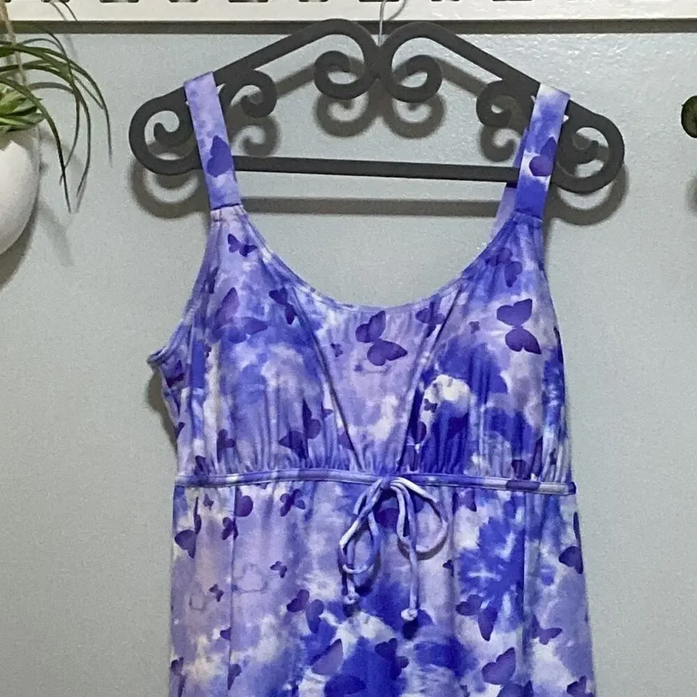 Suit Your Self! Swimsuit swim dress trim thighs 24w butterflies purple